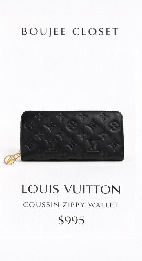 Louis Vuitton Coussin Zippy Wallet – Noir Monogram Embossed Leather I Boujee Closet
