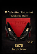 Valentino Garavani Rockstud Black Leather Heels | Boujee Closet