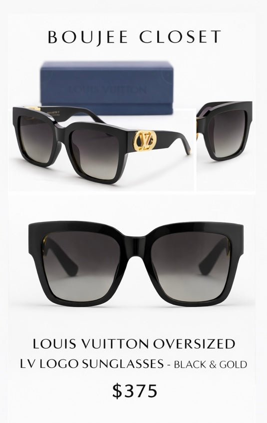 Louis Vuitton Oversized LV Logo Square Sunglasses – Black & Gold