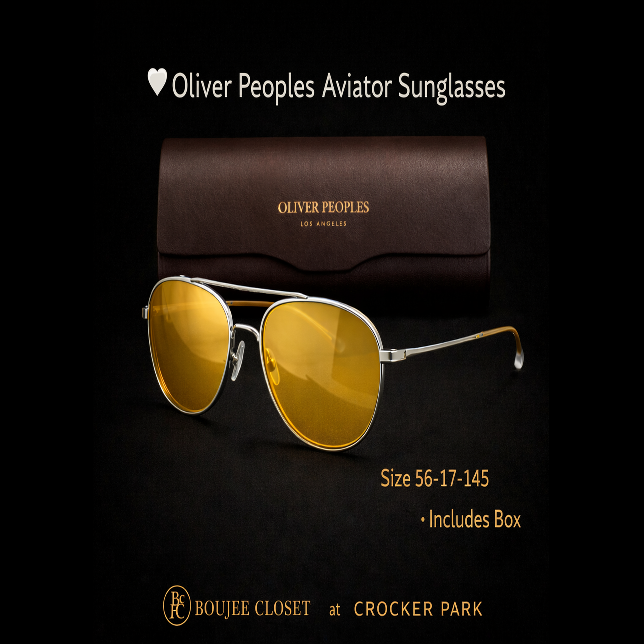 Oliver Peoples Aviator Sunglasses with Yellow Lenses