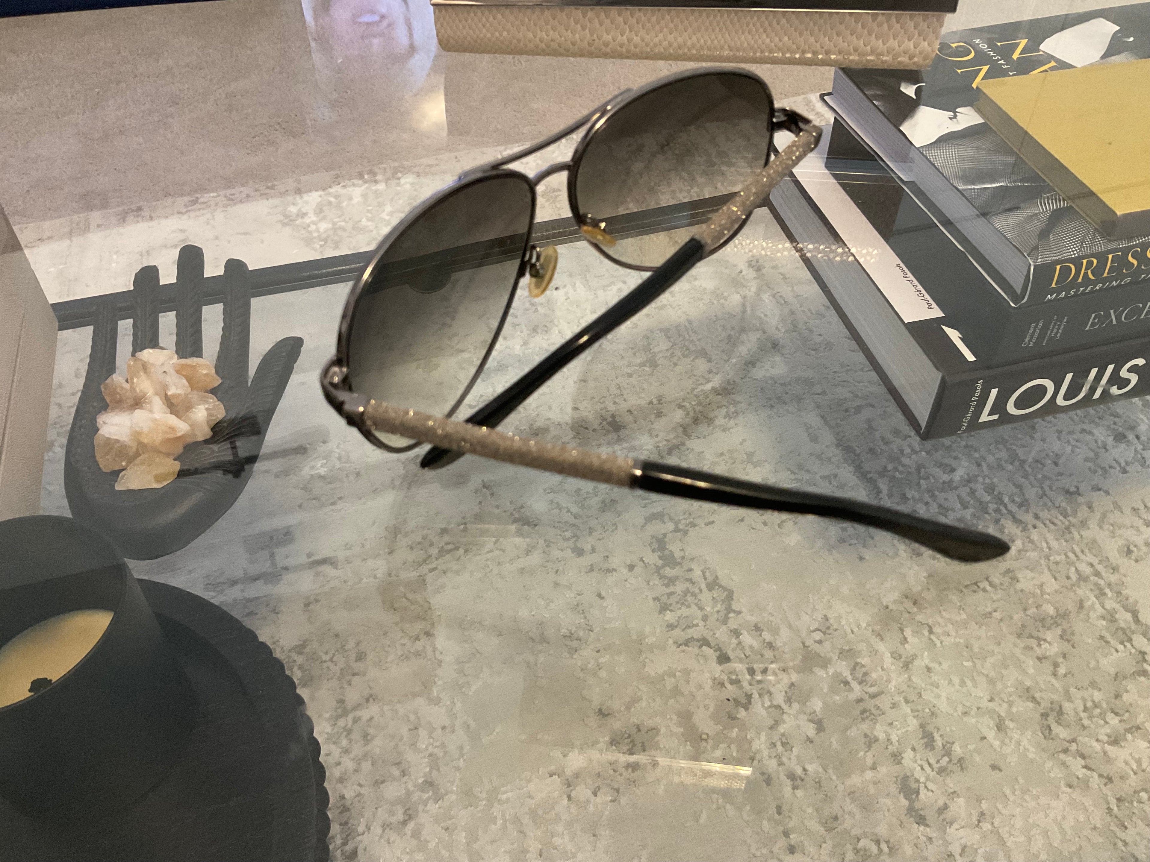 Jimmy Choo Crystal Aviator Sunglasses – Gunmetal | Boujee Closet