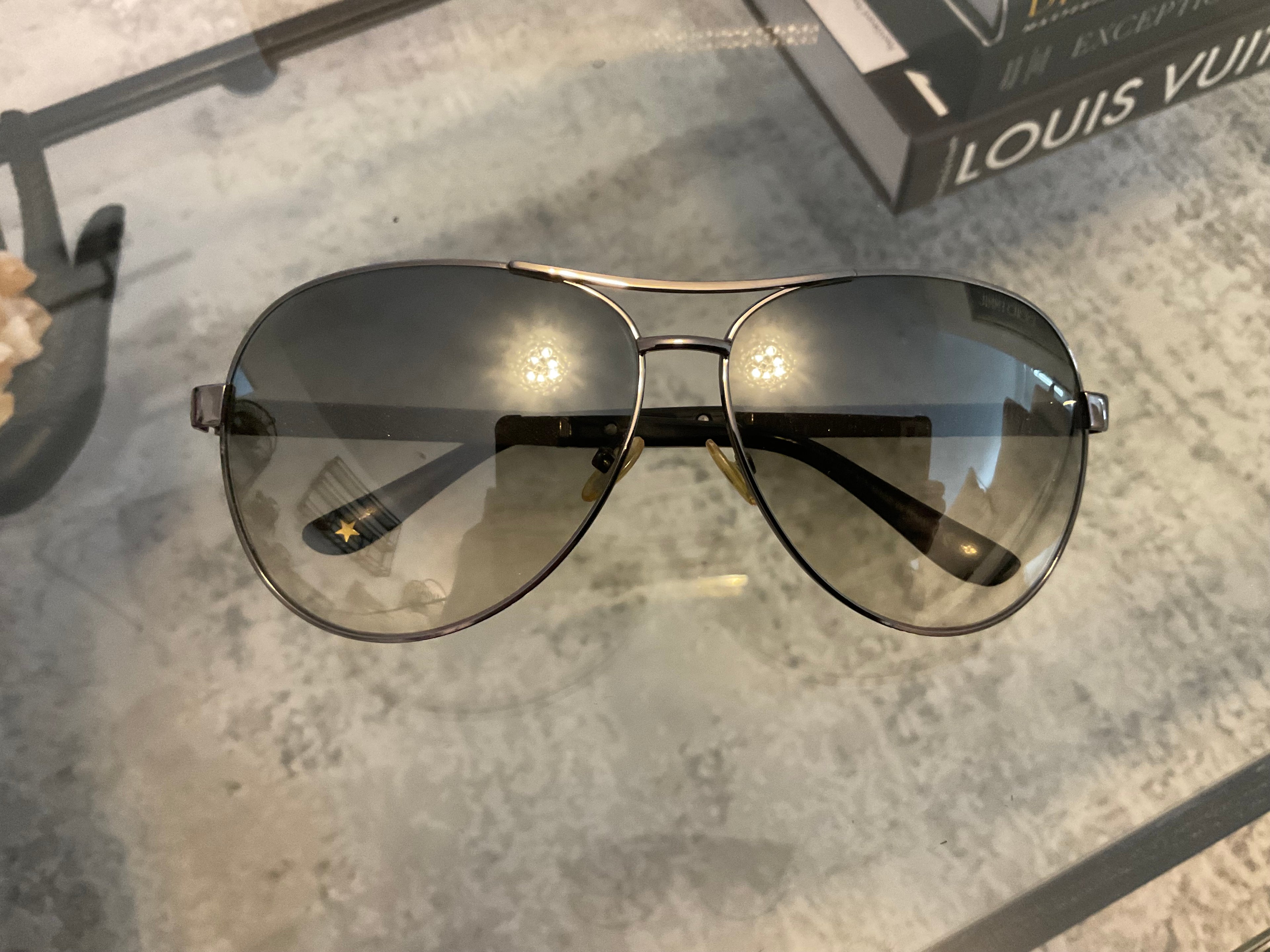 Jimmy Choo Crystal Aviator Sunglasses – Gunmetal | Boujee Closet
