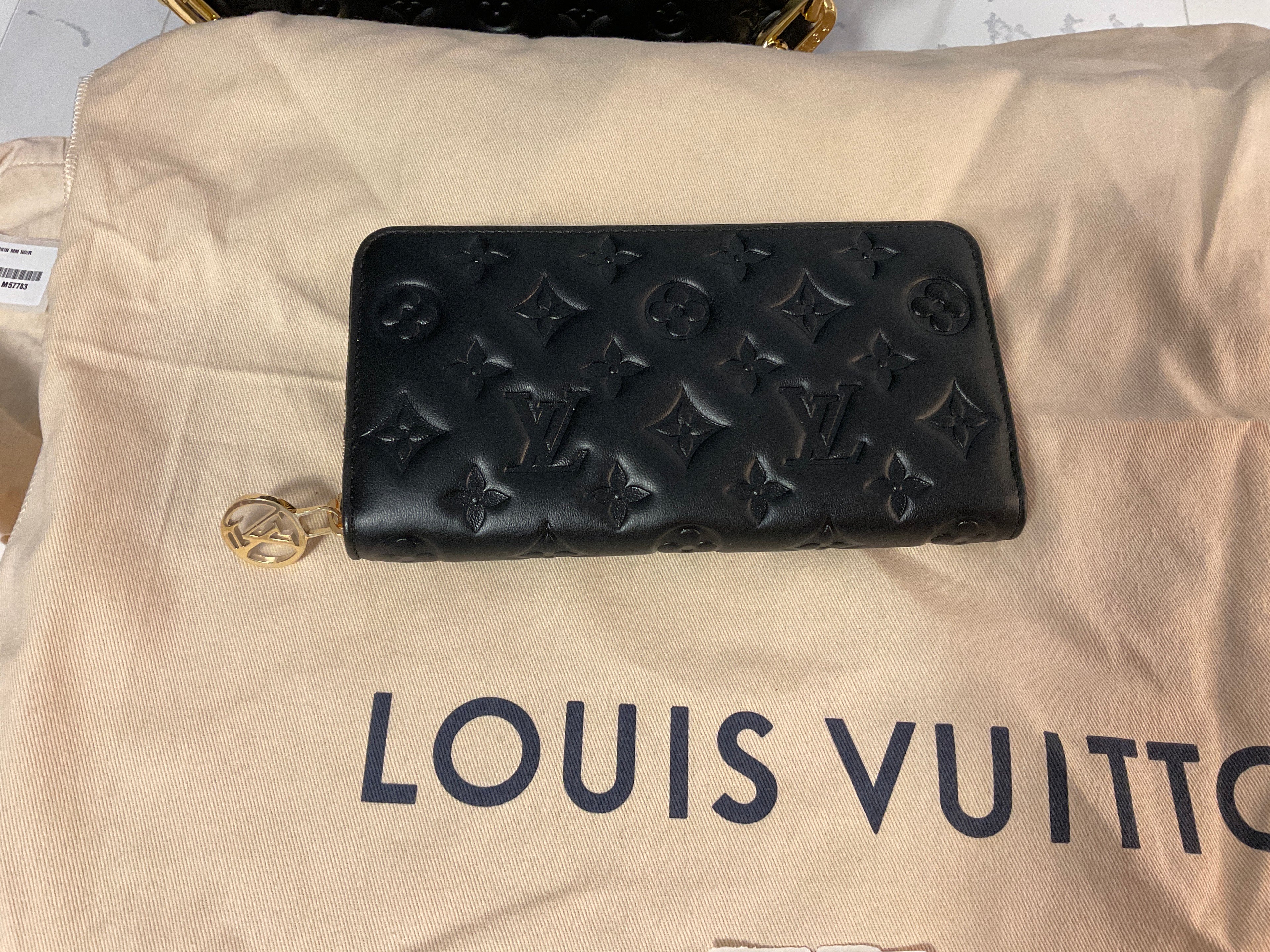 Louis Vuitton Coussin Zippy Wallet – Noir Monogram Embossed Leather I Boujee Closet