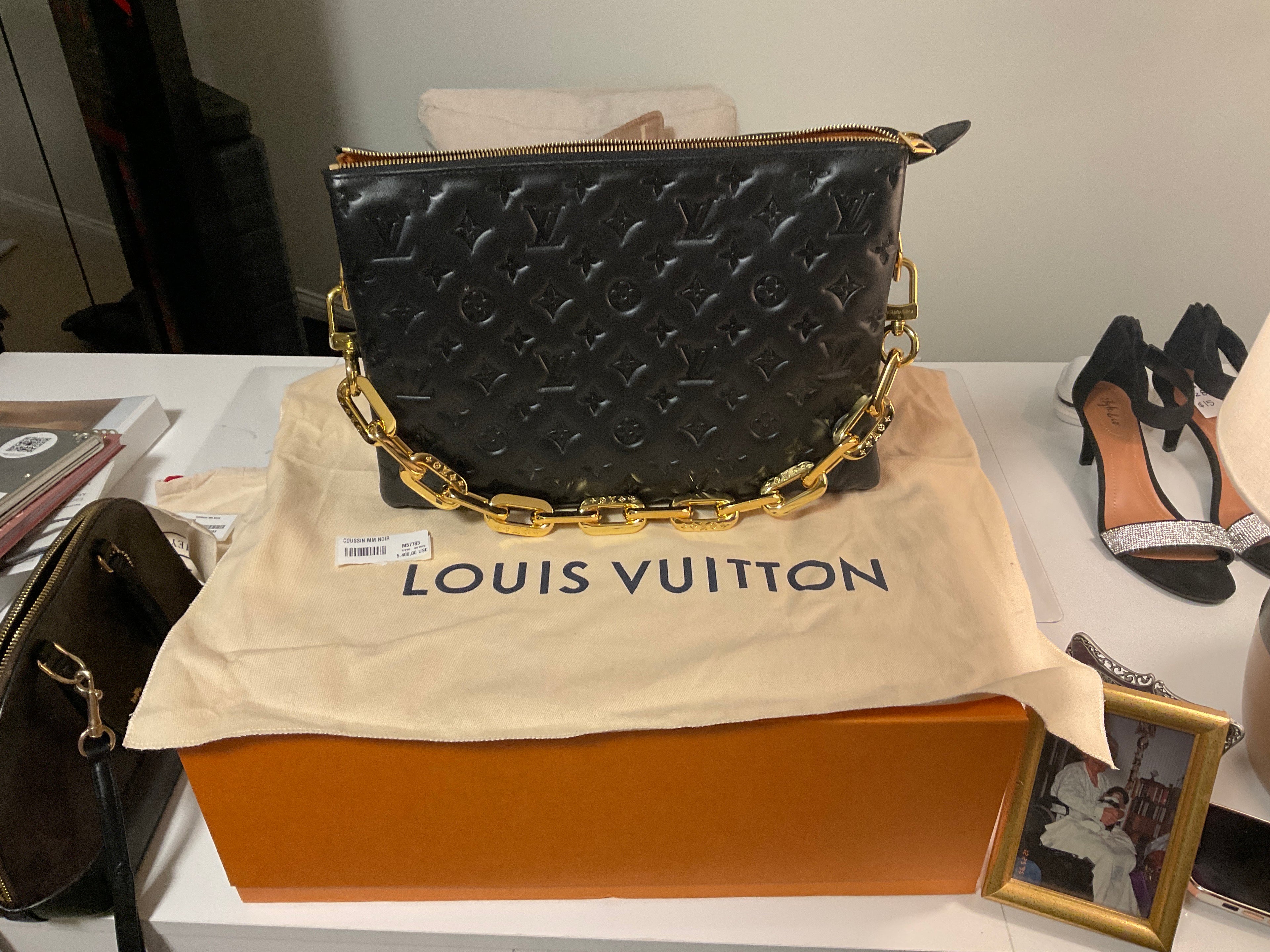 Louis Vuitton Coussin MM – Noir Monogram Embossed Lambskin | Boujee Closet