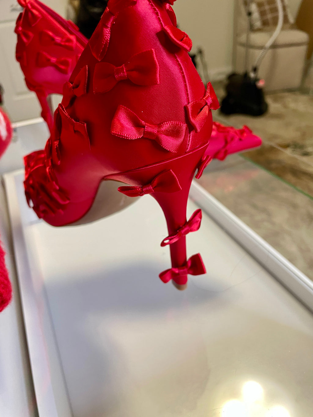 Gianni Bini Red Satin Bow Heels | Never Worn | Boujee Closet