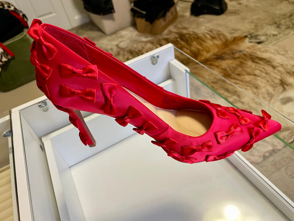 Gianni Bini Red Satin Bow Heels | Never Worn | Boujee Closet